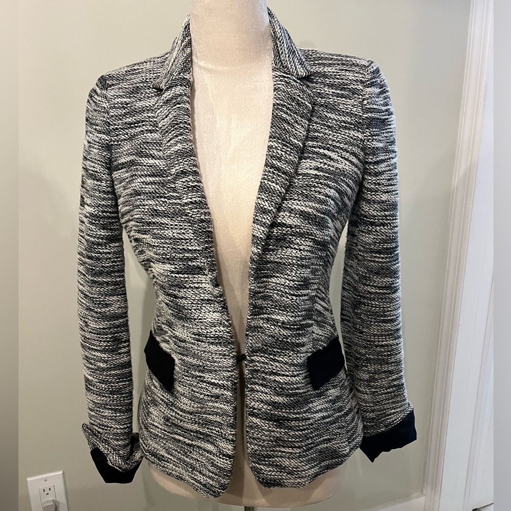Banana Republic Black and White Tweed Blazer Size 4